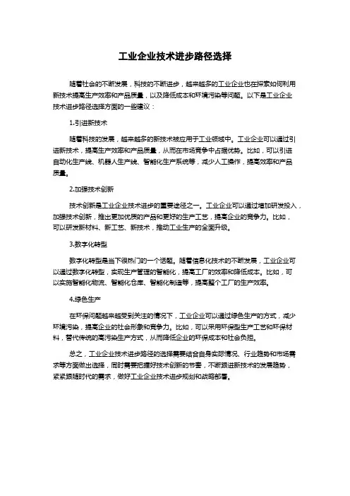 工业企业技术进步路径选择