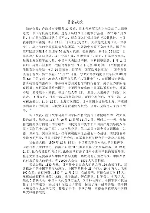 二战中著名战役