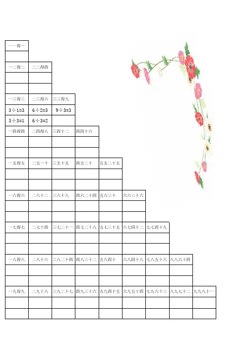 乘法除法口诀表(打印版)