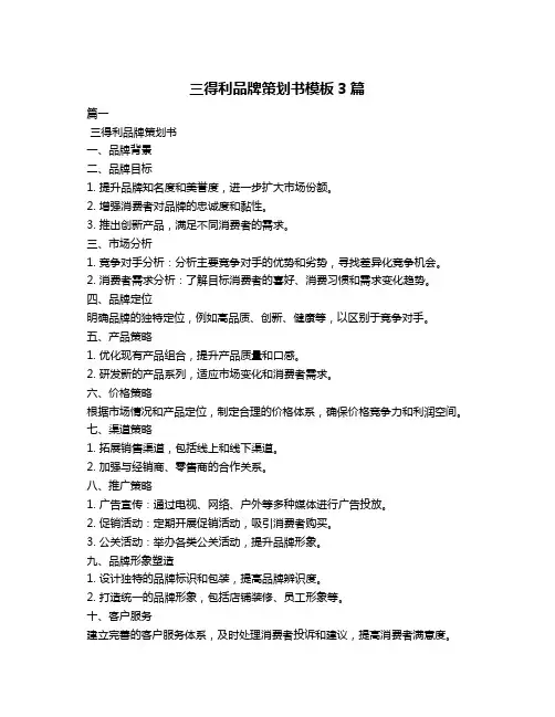 三得利品牌策划书模板3篇