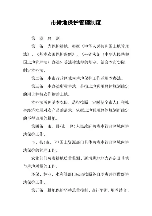 市耕地保护管理制度