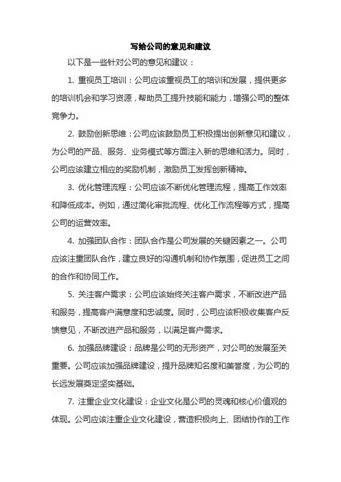 写给公司的意见和建议
