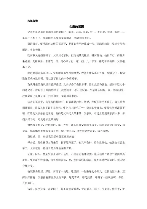 拓展阅读：父亲的菜园