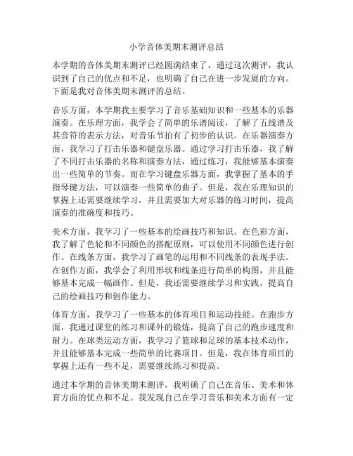 小学音体美期末测评总结