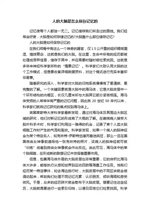 人的大脑是怎么保存记忆的