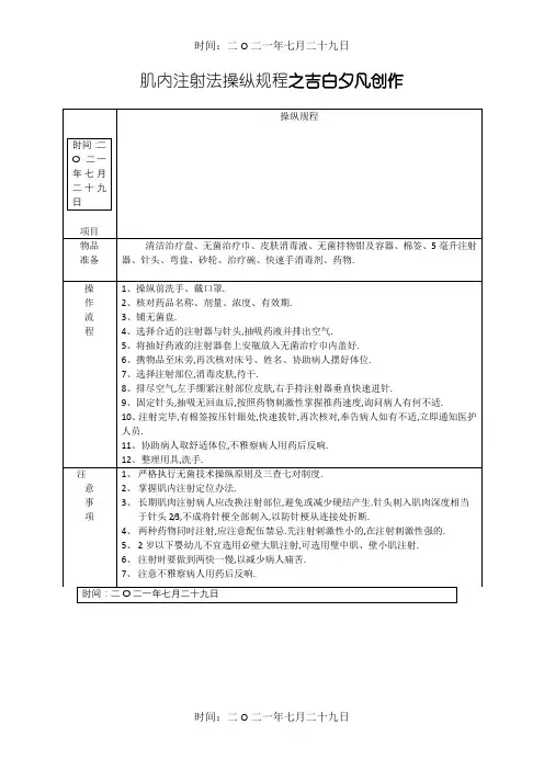 肌内注射法操作规程