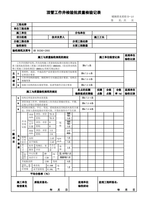 09顶管工作井检验批