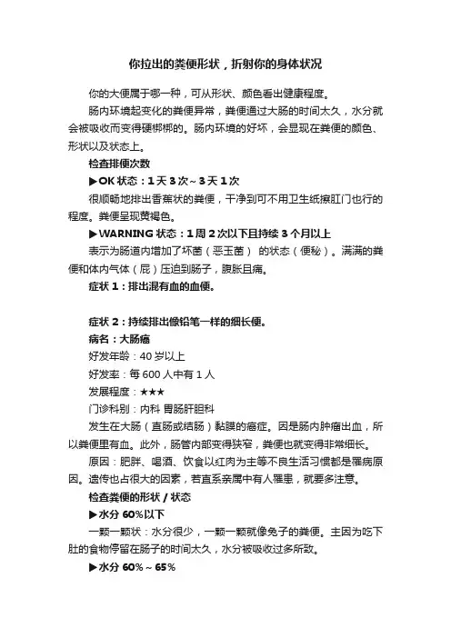 你拉出的粪便形状，折射你的身体状况