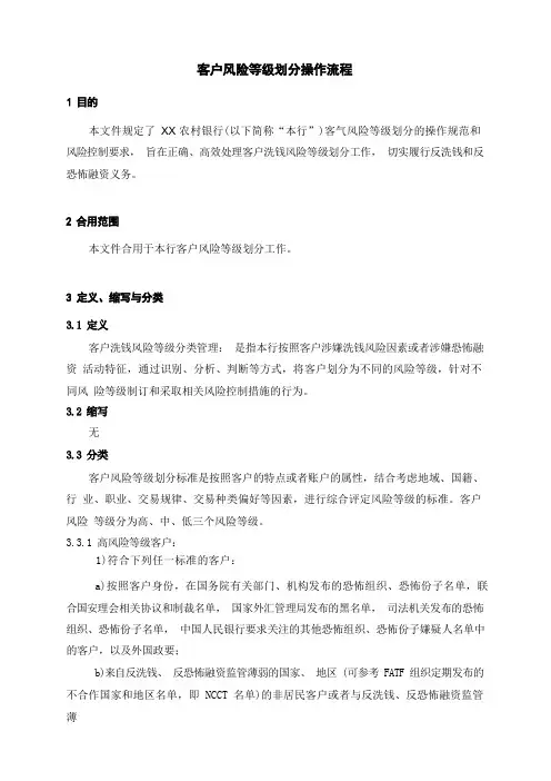 客户风险等级划分操作流程