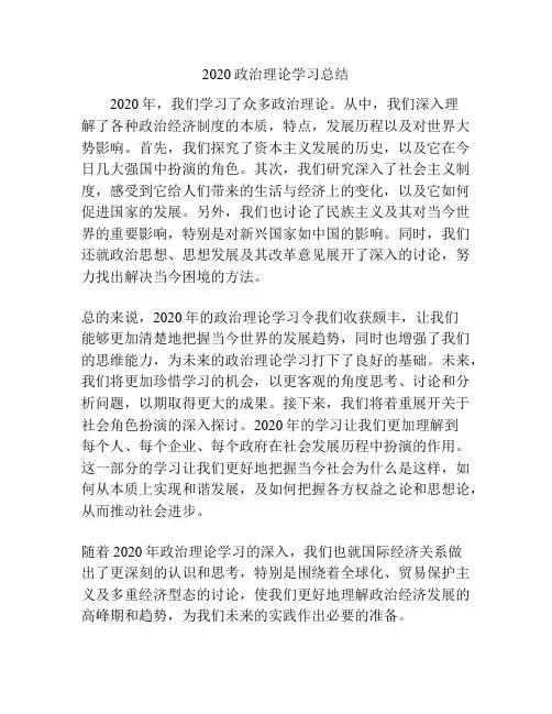 2020政治理论学习总结