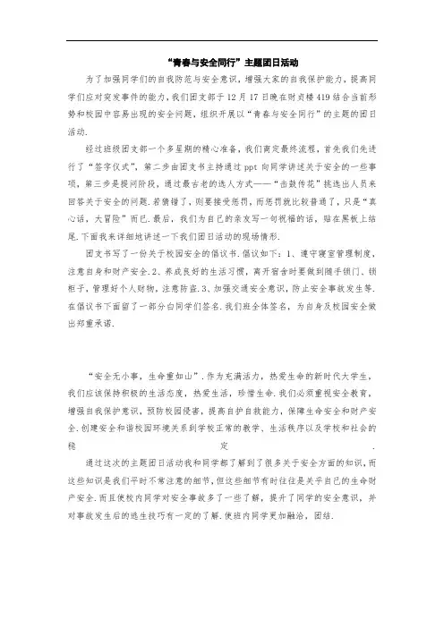 “青春与安全同行”主题团日活动