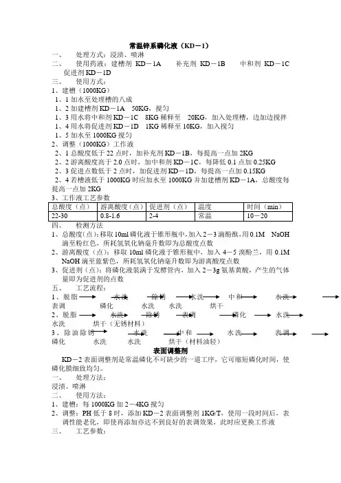 常温锌系磷化液资料