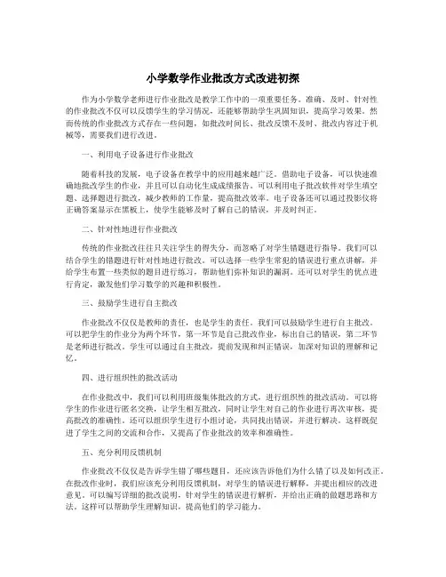 小学数学作业批改方式改进初探