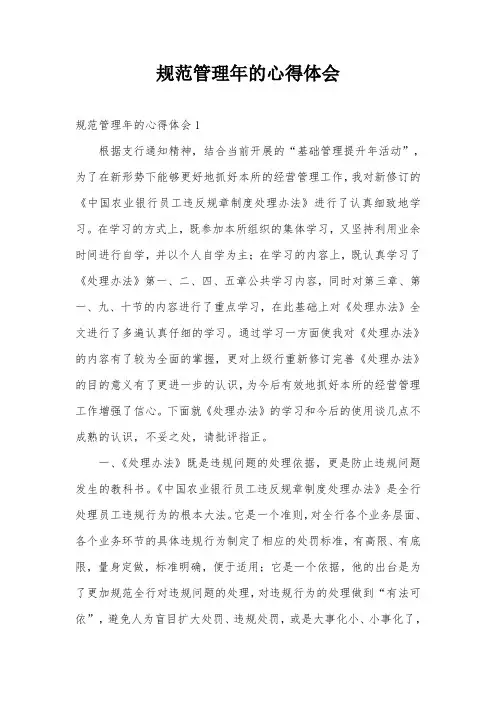 规范管理年的心得体会