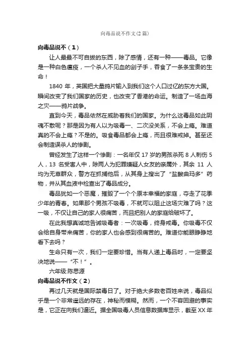 向毒品说不作文（2篇）_小学六年级议论文作文_