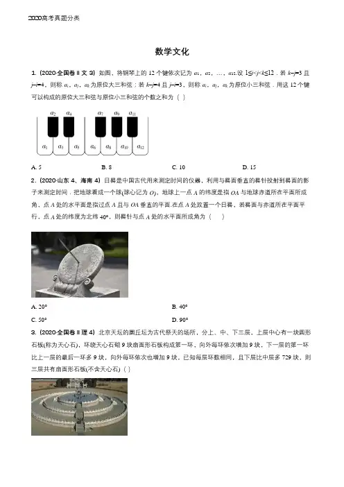 2020年高考数学试题分类汇编13数学文化
