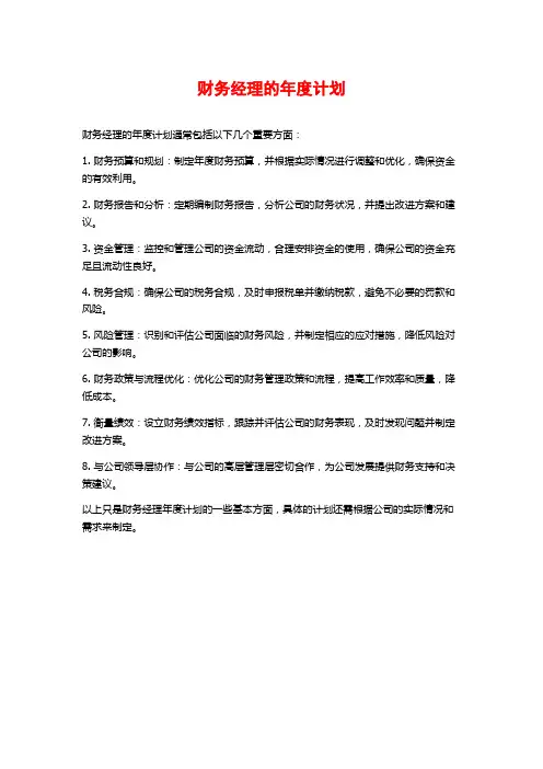财务经理的年度计划
