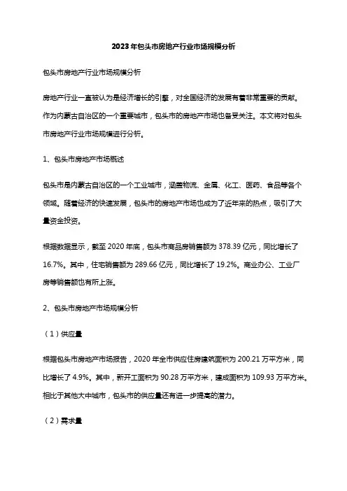 2023年包头市房地产行业市场规模分析