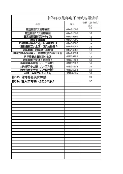 中华邮政集邮电子商城购票清单