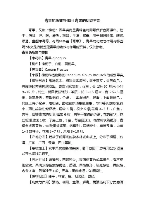 青果的功效与作用青果的功能主治
