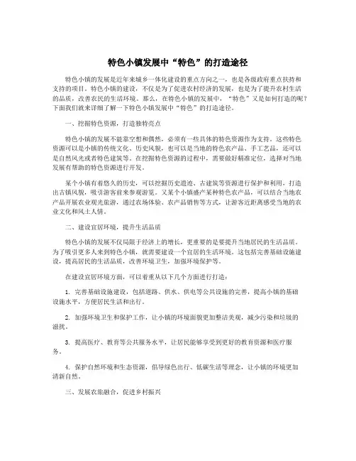 特色小镇发展中“特色”的打造途径