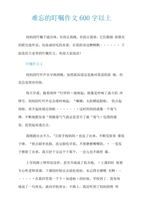 难忘的叮嘱作文600字以上