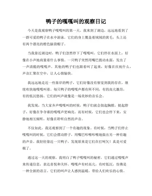 小学三年级作文鸭子的嘎嘎叫的观察日记