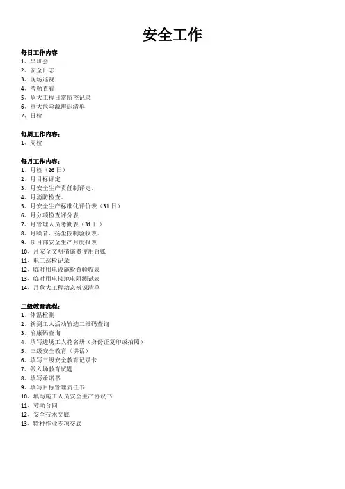 安全日、周、月工作内容(资料)