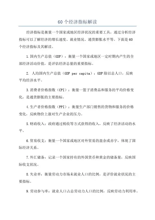 60个经济指标解读
