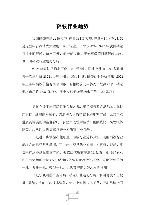 2023年硝铵行业趋势