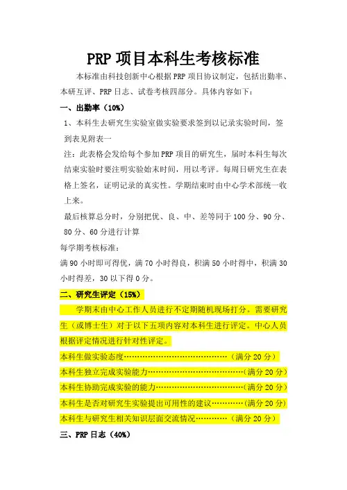 PRP协议与考核细则2011