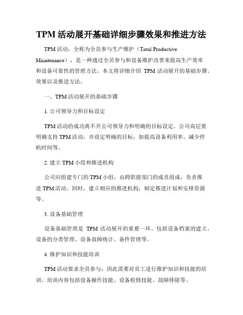 TPM活动展开基础详细步骤效果和推进方法