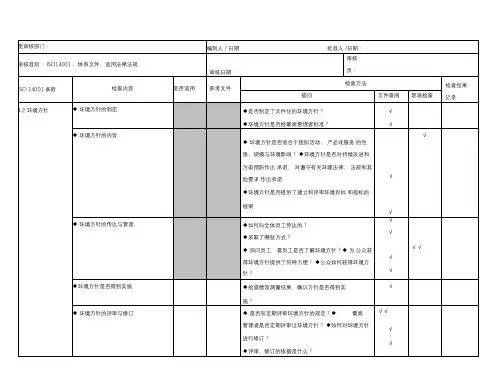 环境内审检查表