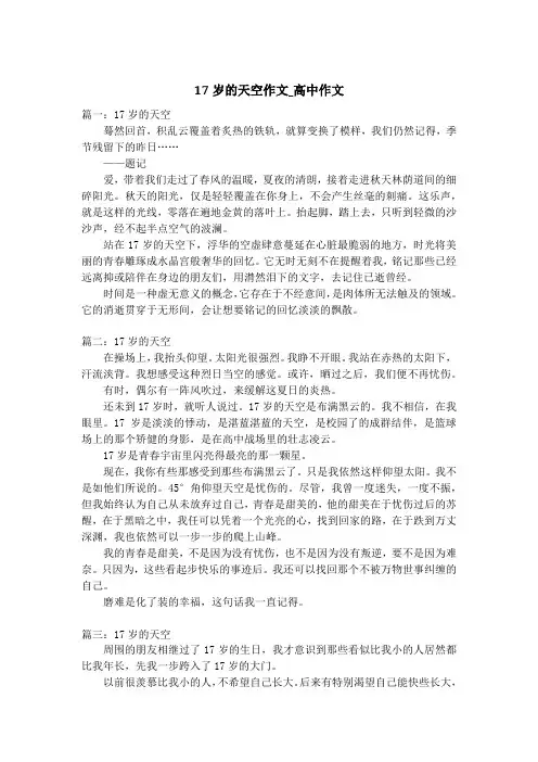 17岁的天空作文_高中作文