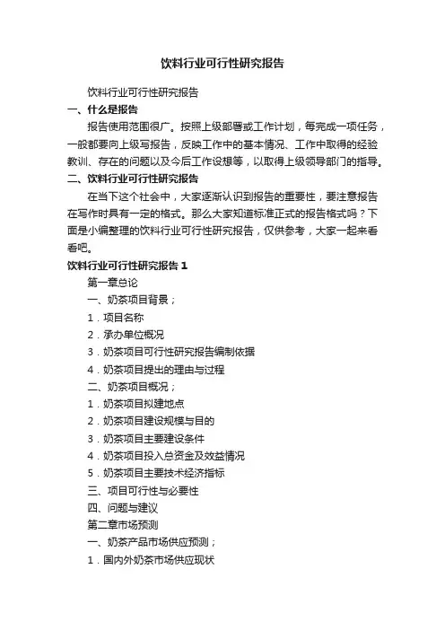 饮料行业可行性研究报告