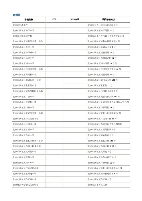 北京市所有小学