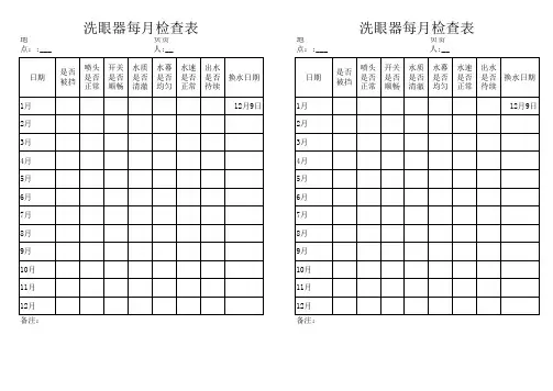 洗眼器每月检查表及使用要求