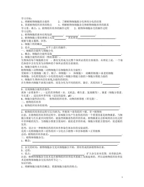 河南省开封市高中生物 2.1.1 植物细胞工程的基本技术课堂练习 新人教版选修3