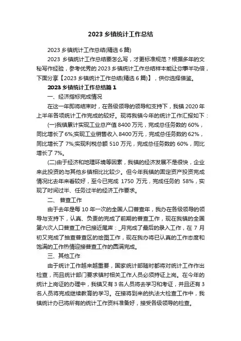 2023乡镇统计工作总结