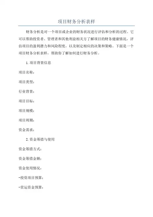 项目财务分析表样