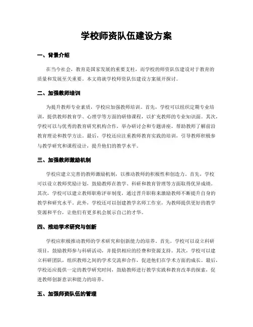 学校师资队伍建设方案