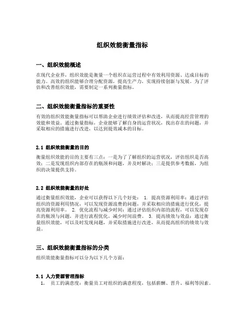 组织效能衡量指标