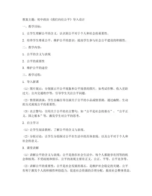 初中政治教案的导入