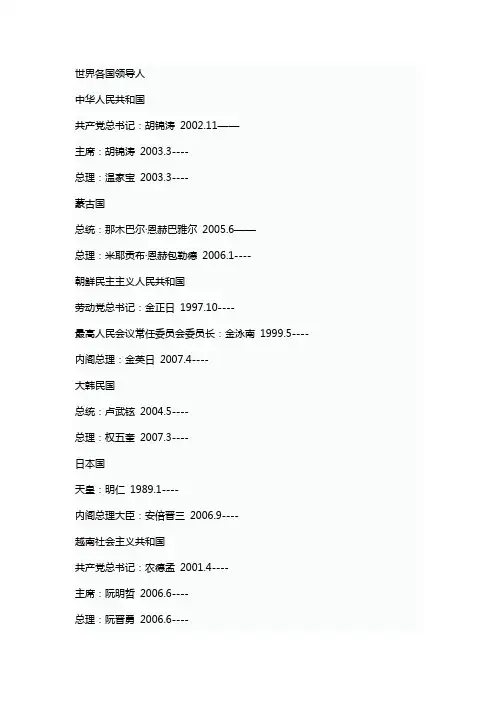 世界各国领导人详解