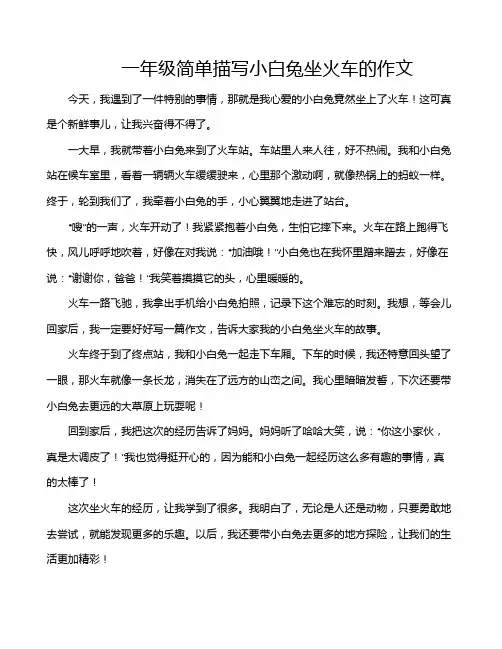 一年级简单描写小白兔坐火车的作文