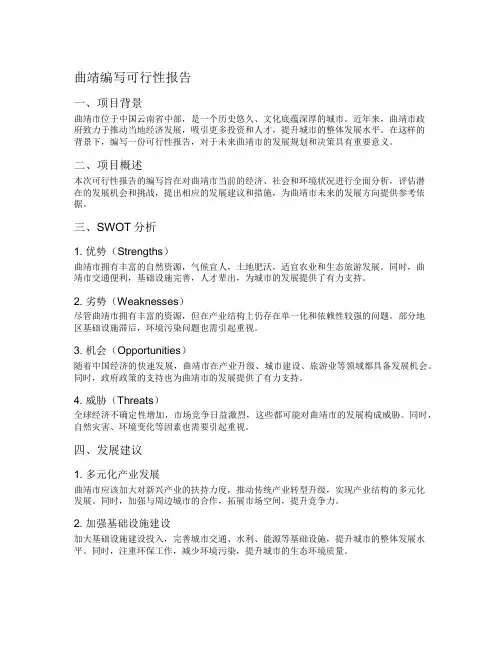 曲靖编写可行性报告