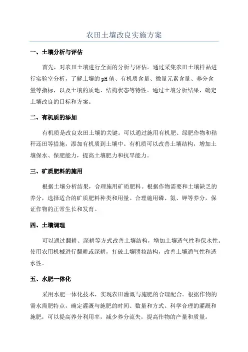 农田土壤改良实施方案