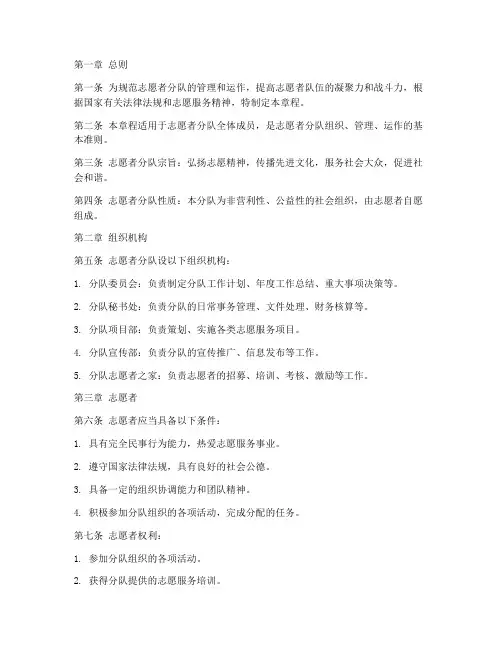 志愿者分队章程模板