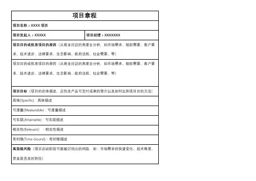 项目管理文件模板