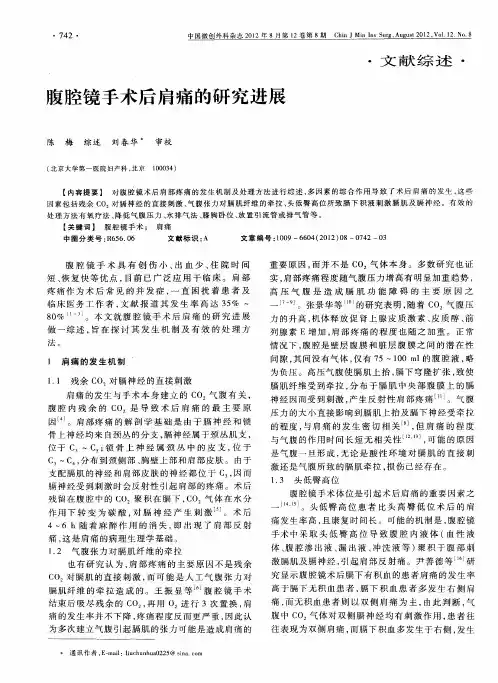 腹腔镜手术后肩痛的研究进展